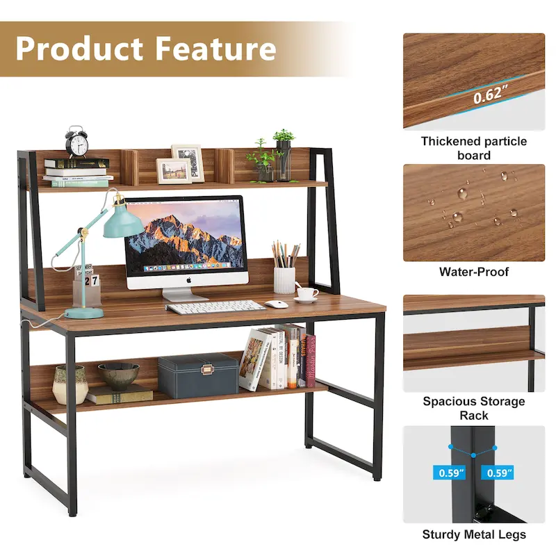 Computer Desk with Hutch and Bookshelf