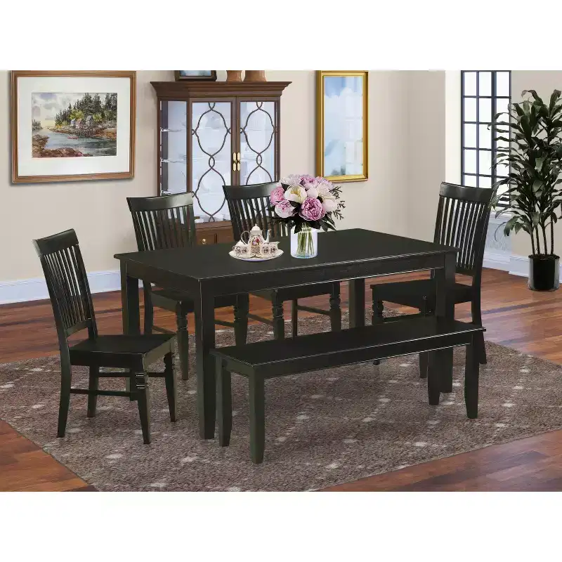 HomeStock Belmont Dinette Table Set - Kitchen Table And Dining Chairs, Black