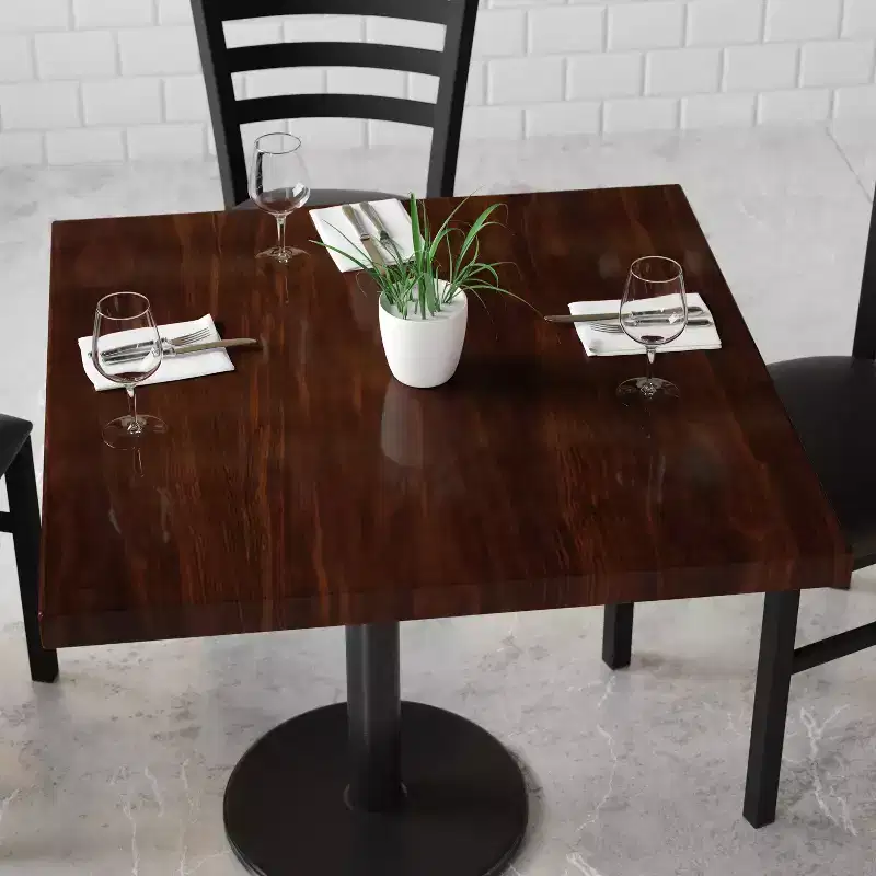 Emma and Oliver 36 Square High-Gloss Resin Table Top with 2 Thick Drop-Lip
