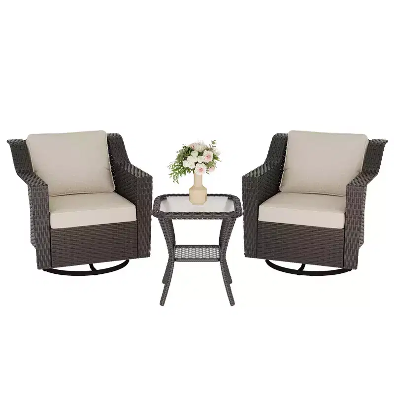 UPTIOT Outdoor Swivel Rocking Chair With Side Table