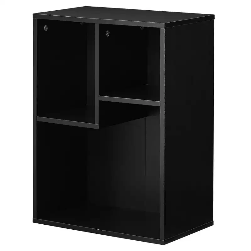 VECELO 3-Shelf Free Standing Bookcase for Home Office Living Room Open Display Organizer Storage Bookshelf, Oak Finish Decor Furniture