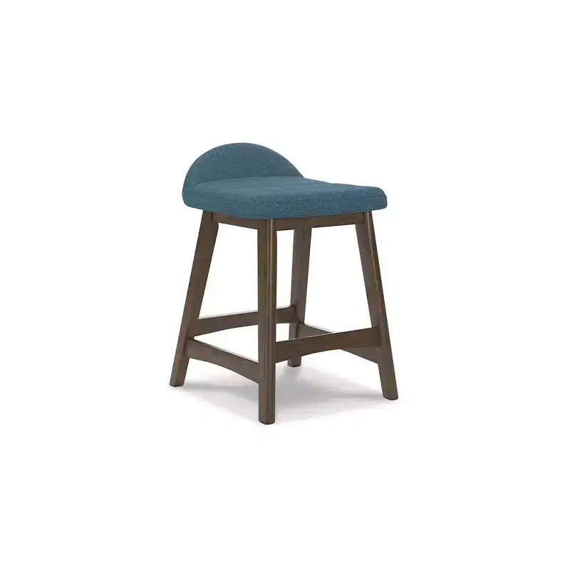Signature Design by Ashley Lyncott Counter Height Upholstered Barstool with Foam Cushion, Set of 2, Blue