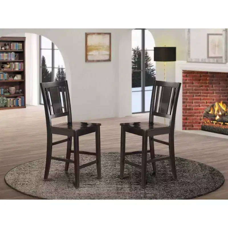 HomeStock Buckland Wood Seat Counter Height Stools Mahogany Finish Set of 2