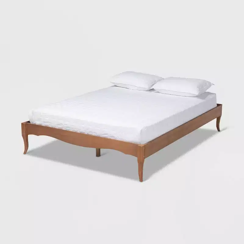 Marieke Wood Bed Frame Ash Walnut - Baxton Studio