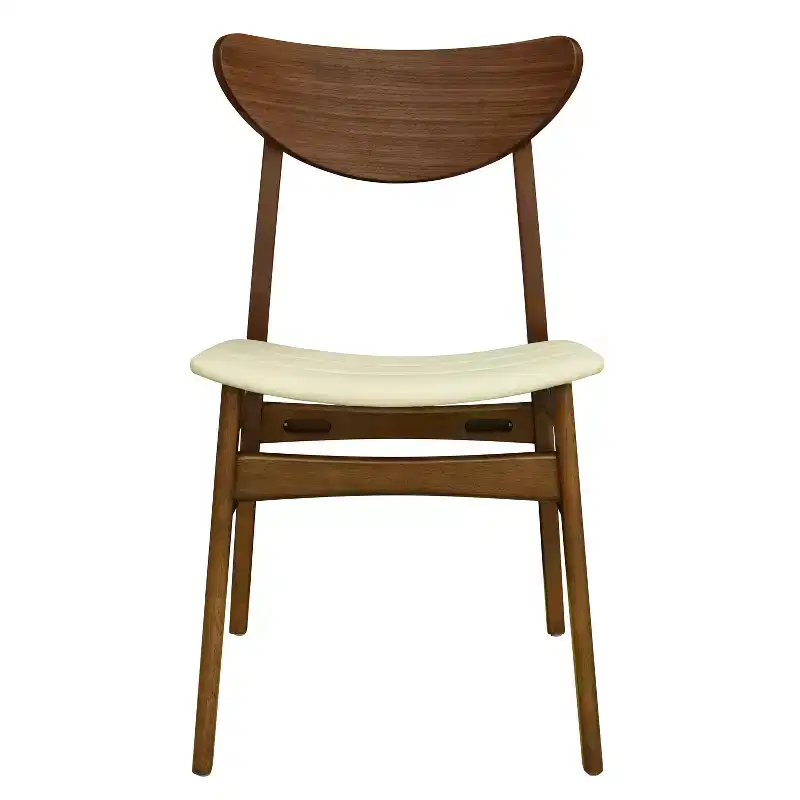Christopher Knight Home Reed Mid-Century Modern Rubber Wood Faux Leather Upholstered Dining Chairs (Set of 2)