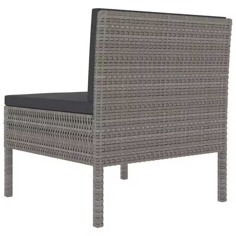 vidaXL Patio Chairs 3 Pcs Rattan Conversation Chair with Cushions Poly Rattan