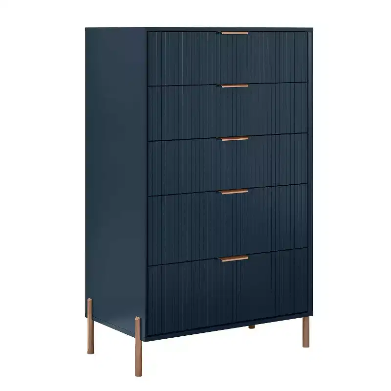 Festivo 4pc Modern Elegance Bedremm Chest and Dresser and 2 Drawer Nightstands Set Navy