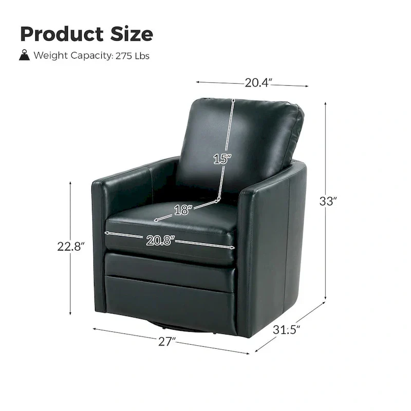 Navy/Turquoise/Green/Camel/Brown/Black/Ivory/Grey Faux Leather Swivel Barrel Accent Chair — 1-Seat
