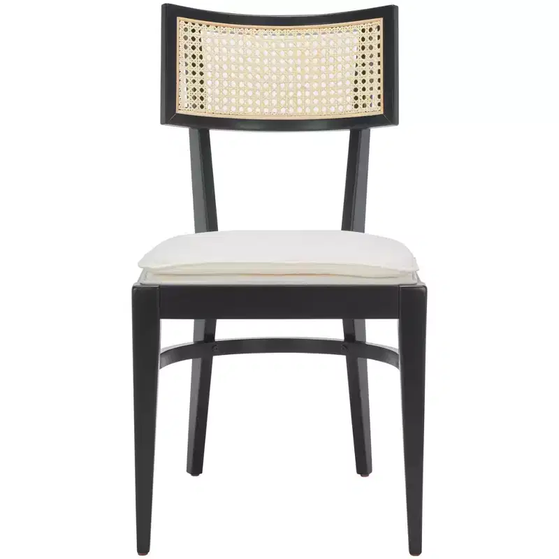 Cane Dining Chair with Cushion, Natural Wood Frame
