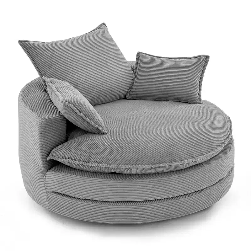 360 Swivel Barrel Chair with Dual-Layer Cushion Design