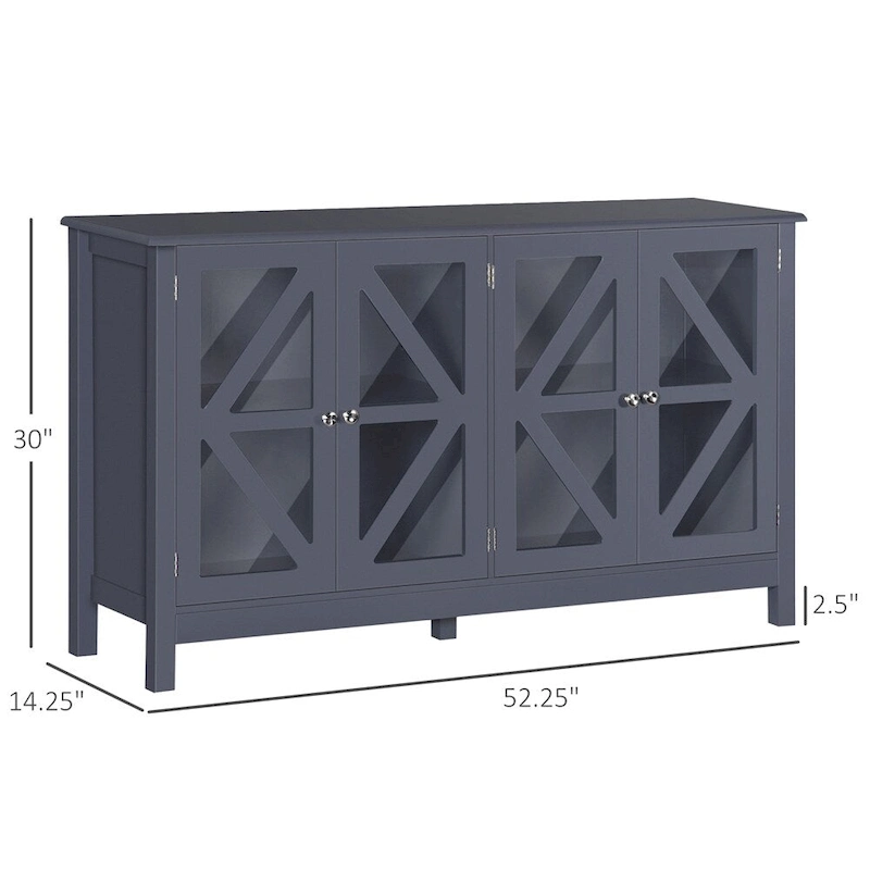Kitchen Buffet Cabinet with Glass Doors and Adjustable Storage Shelf