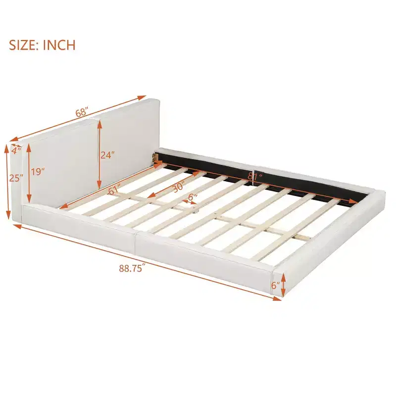 Luxystar Queen Size Modern Velvet Upholstered Platform Bed with Solid Frame