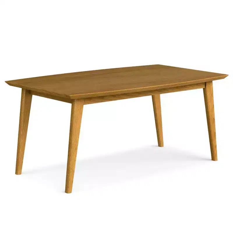 Mid-Century Rectangle Dining Table, Rubberwood Frame, Seats 6, Brown, 66
