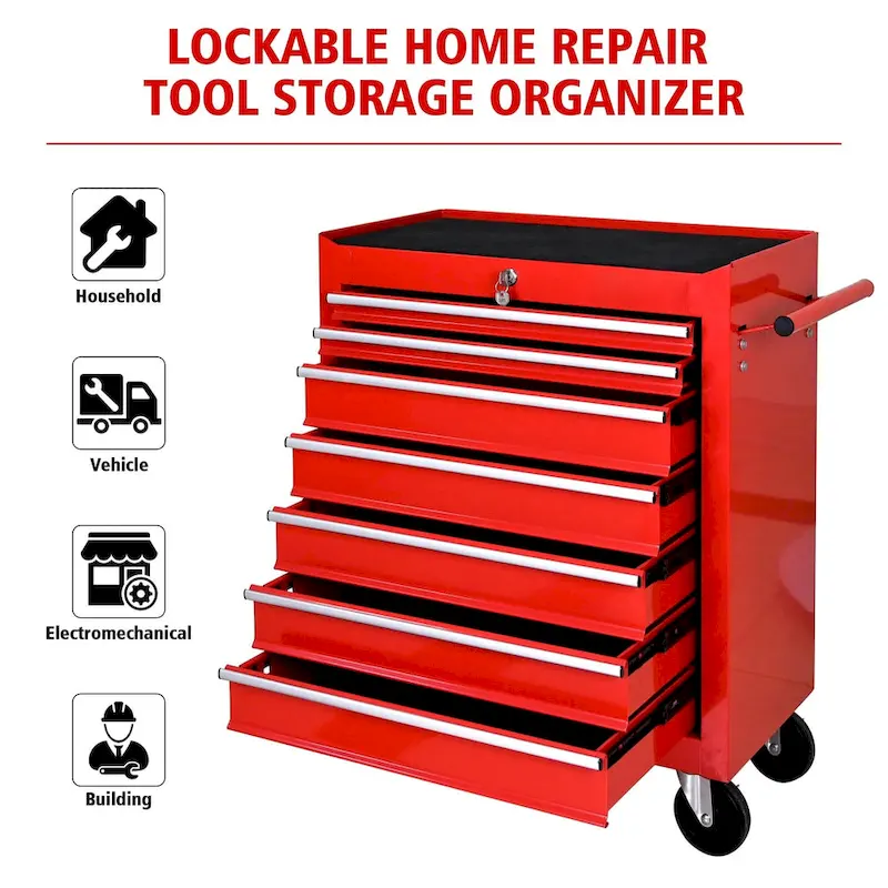 Rolling Tool Chest, Tool Chest with 7 Drawers & Wheels