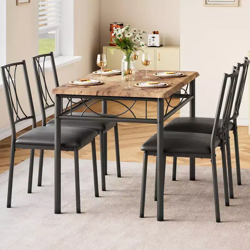 Rectangle Kitchen Table, with 4 Upholstered Chairs