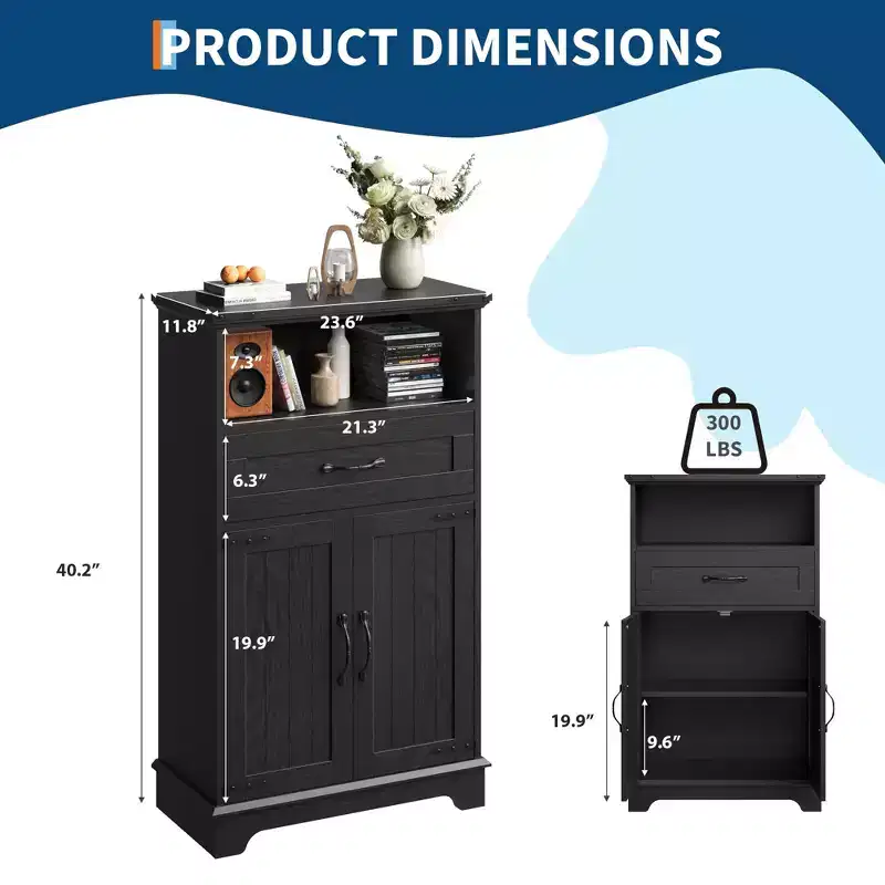Freestanding Bathroom Cabinet with Doors and Drawers, Multi-Functional Storage for Bathroom, Kitchen, and Living Room