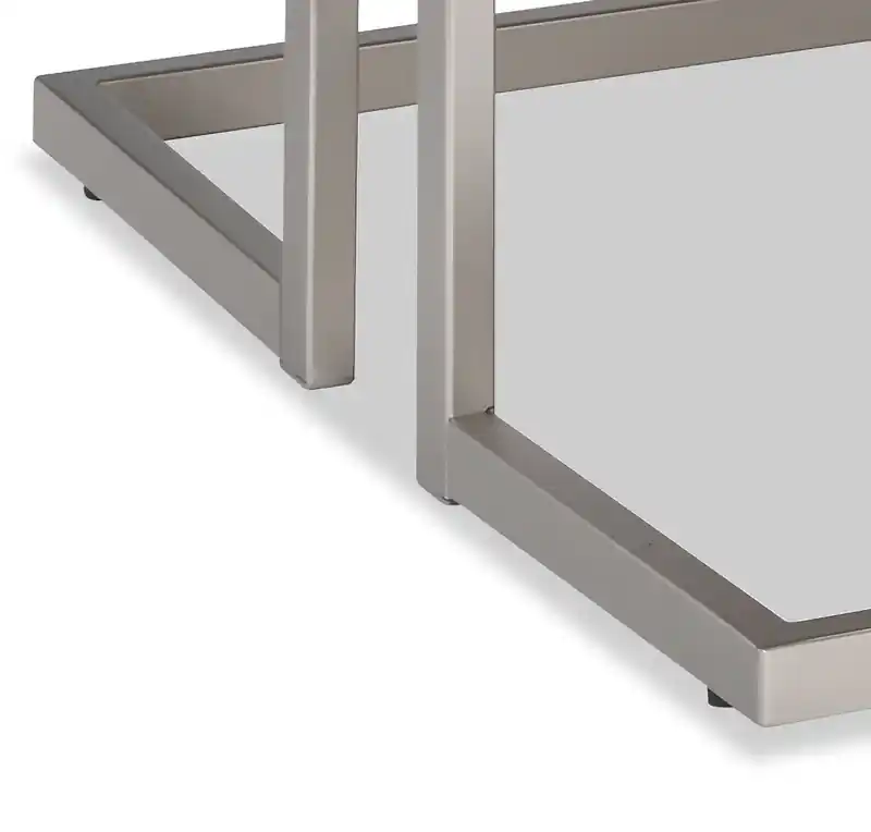 47 Modern Coffee Table - Grey and Pewter with Metal Base