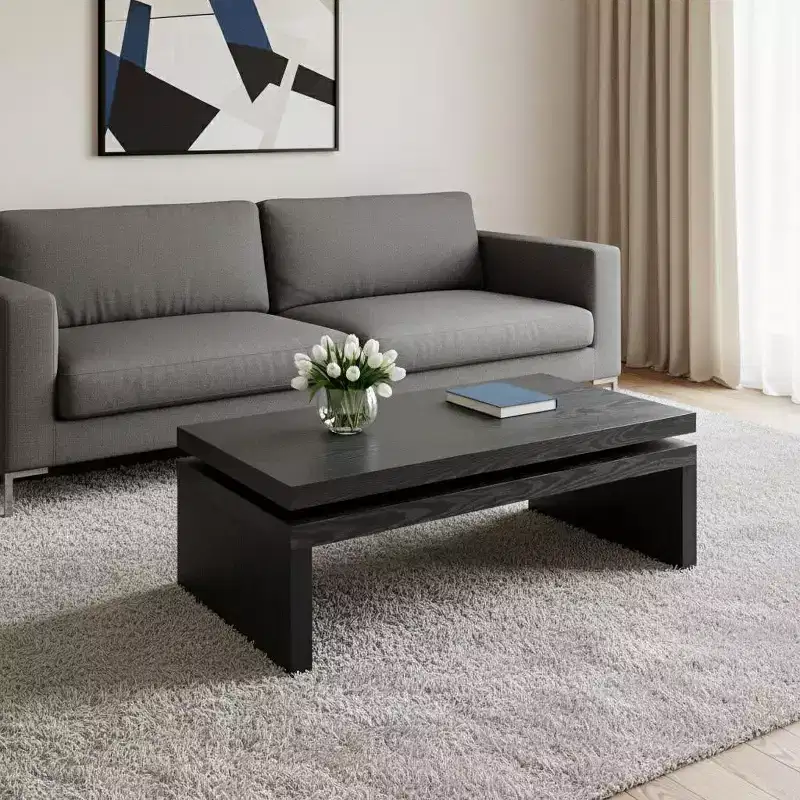 HomeRoots 48 Black Wood Floating Frame Coffee Table
