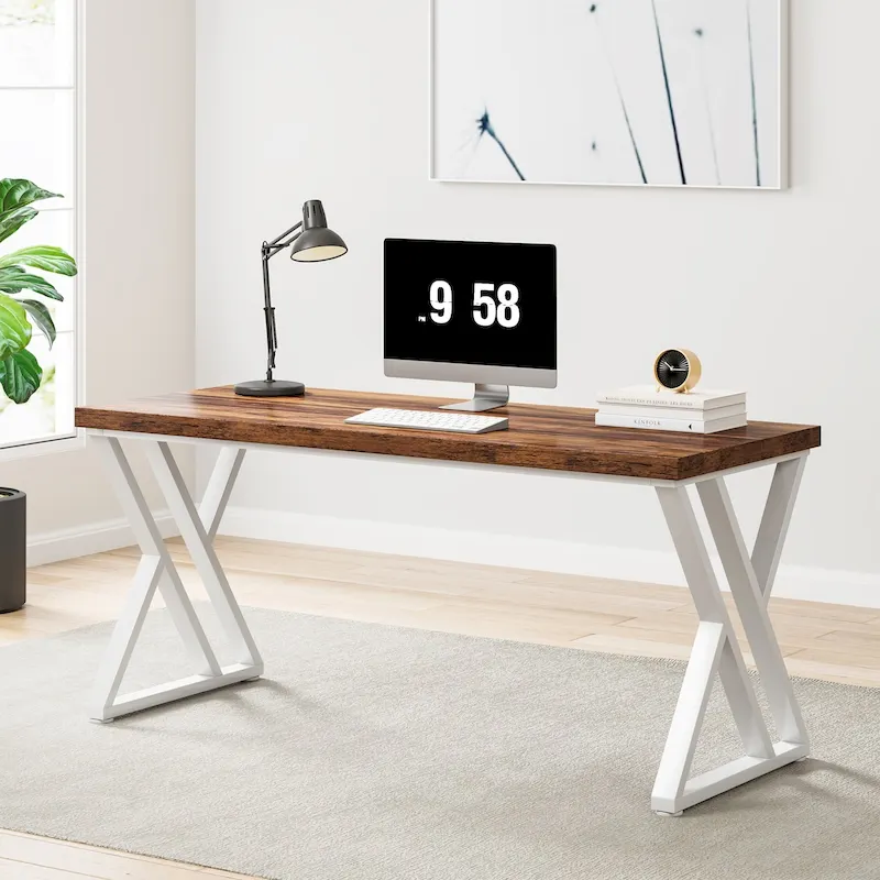 55-Inch Computer Desk with Z-Shape Metal Legs
