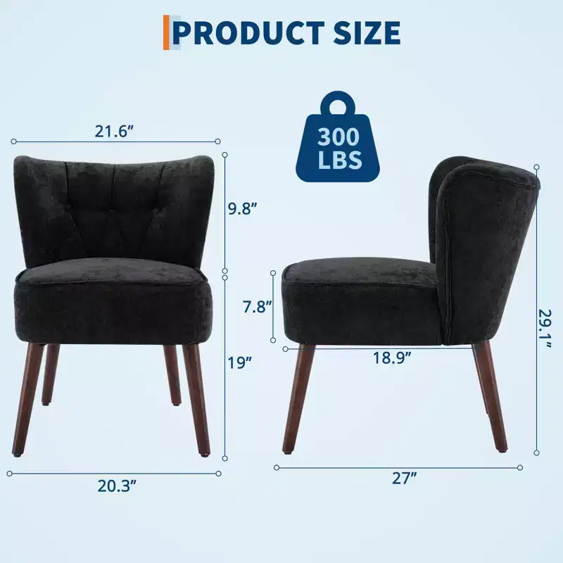 Modern Accent Chair, Upholstered Armless Lounge Chair with Tufted Fabric and Wood Legs, Reading and Makeup Vanity Side Chair Light Tan