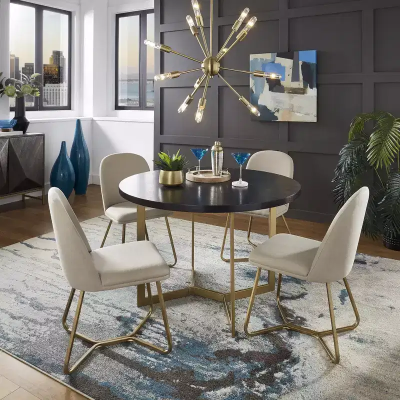 Karianne 4-Person Gold Metal Base Dining Set - iNSPIRE Q