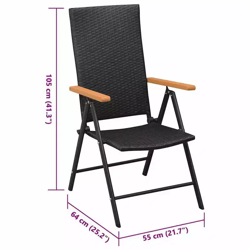 vidaXL Garden Chair Set of 2 PE rattan, aluminum Standard