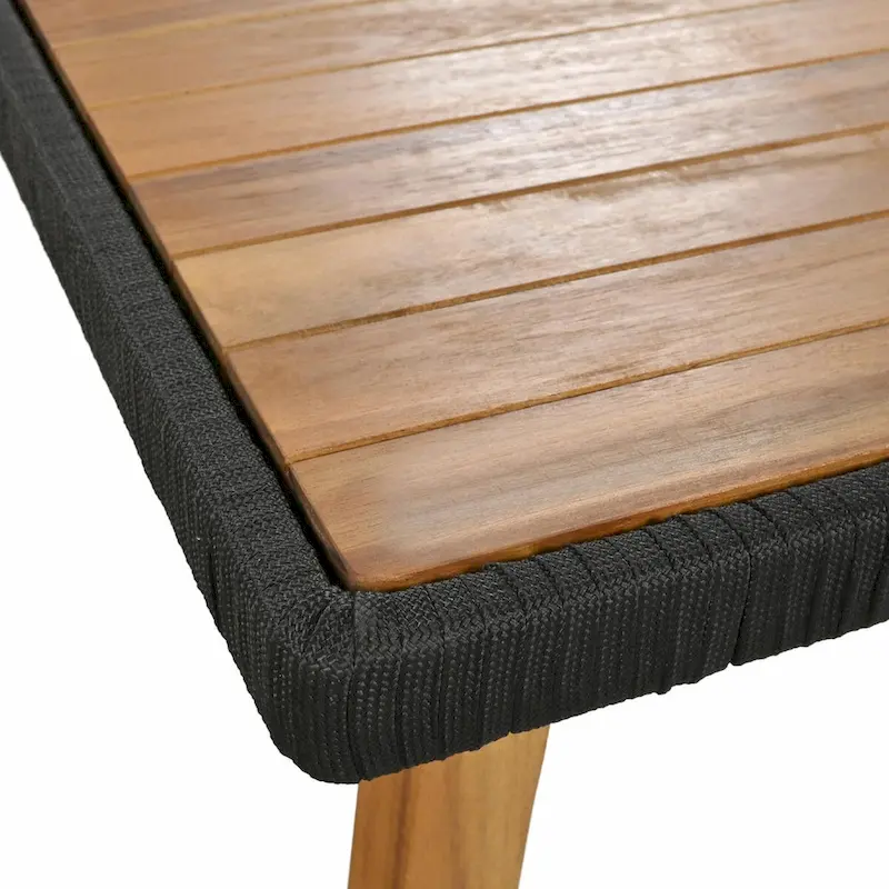 6-Piece Rope Patio Furniture Set with Acacia Wood Cool Bar Table