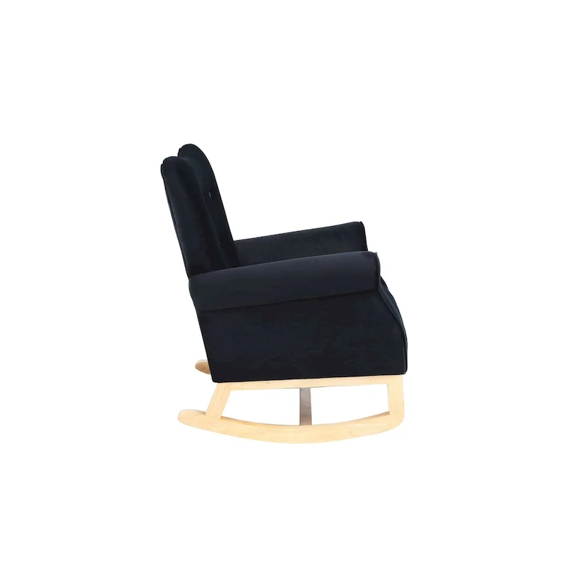 Tufted Rocking Chair with Wood Legs