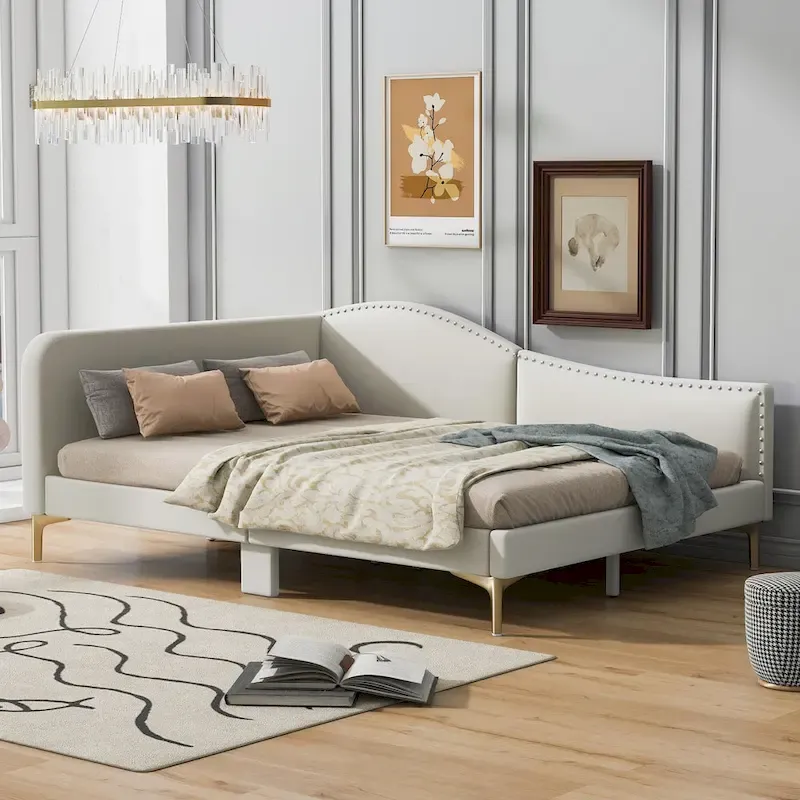 Upholstered Daybed with Guardrail and Headboard