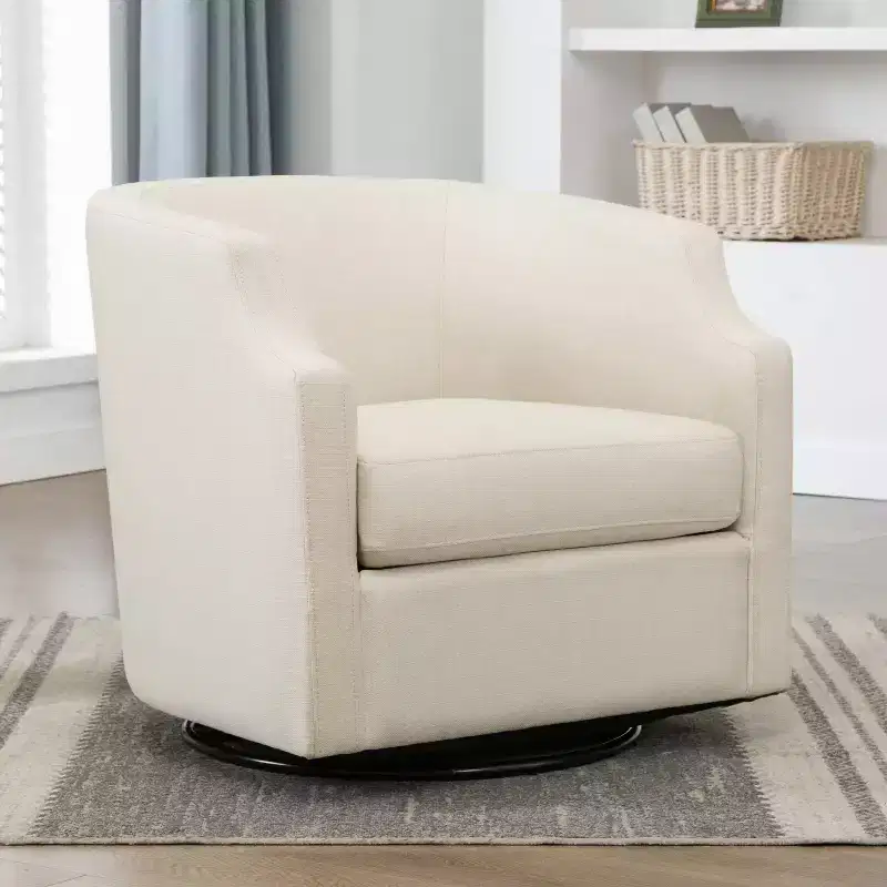 Swivel Glider Barrel Accent Chair, Upholstered