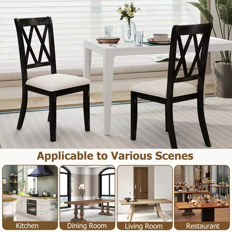 Costway 2/4 PCS Farmhouse Dining Chairs Modern Kitchen Chairs with Elegant Hollowed backrest