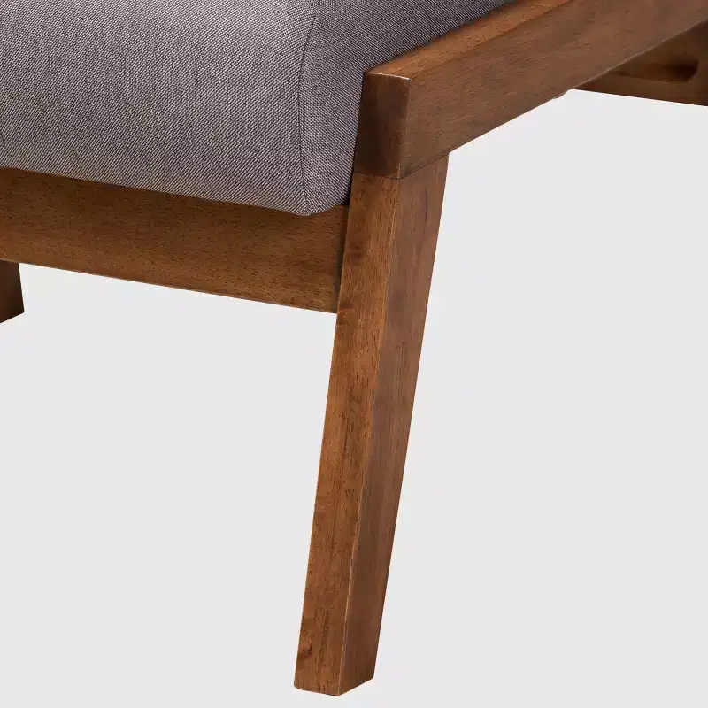 Naeva Upholstered Wood Footstool Gray/Brown - Baxton Studio