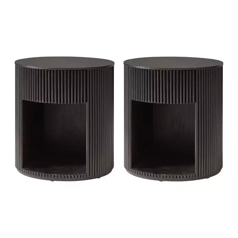 Bert Modern Style 20 Round End Table Set of 2 wIth Storage|ARTFUL LIVING DESIGNS