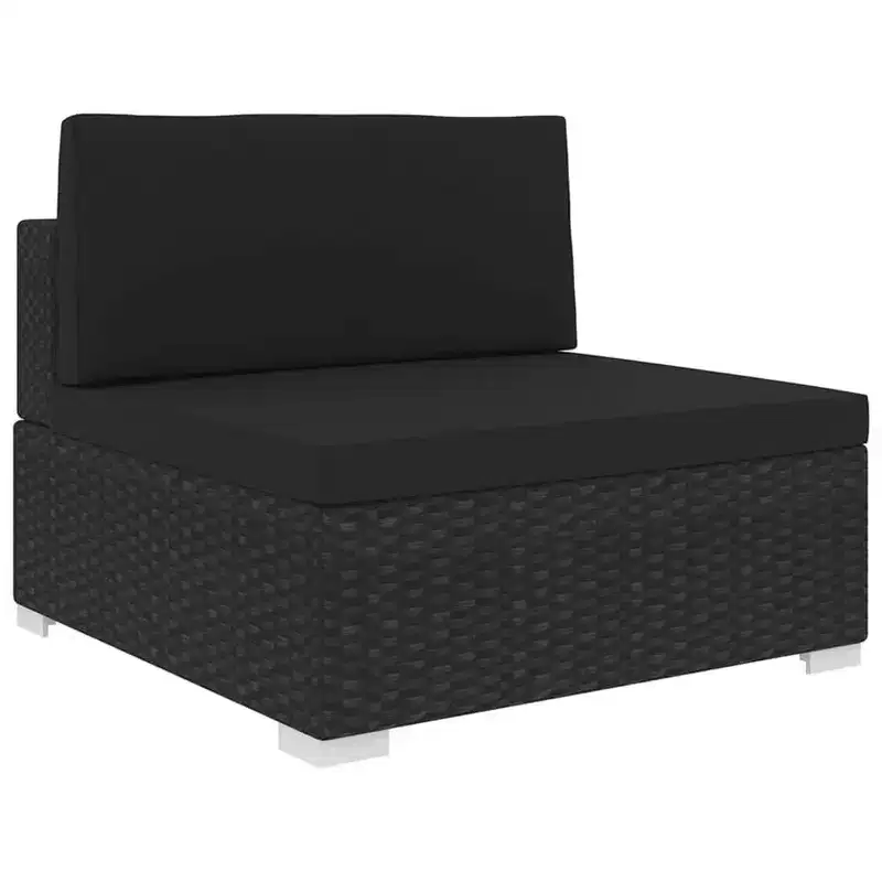 vidaXL Patio Furniture Rattan Sofa Chair Middle Seat with Cushions Poly Rattan