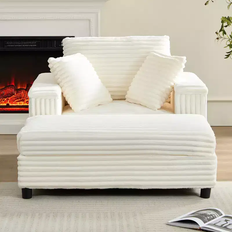 43 W Oversized Chaise Lounge Chair Indoor with Ottoman