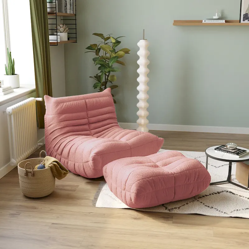 Feature Lazy Sofa Teddy Fabric Couch Living Room Sofa Bean Bag Chair