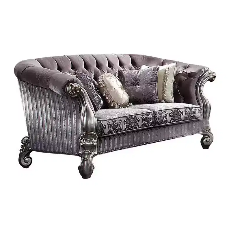 76" Versailles Sofa Velvet and Antique Platinum - Acme Furniture