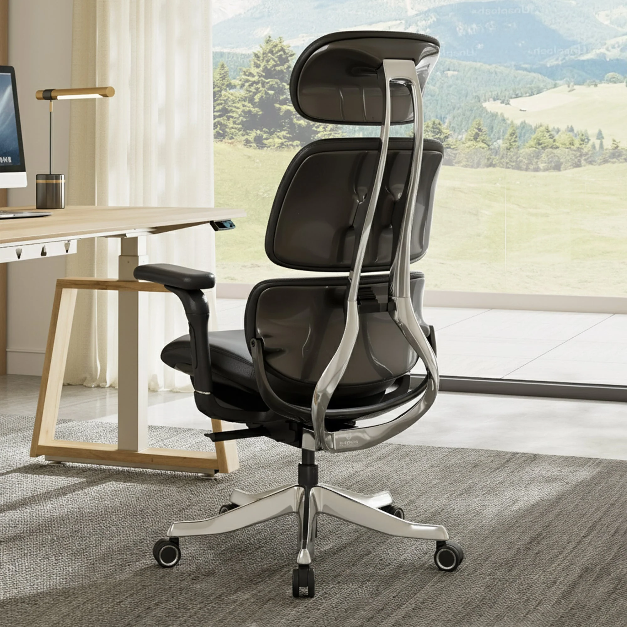 Ergonomic Executive Office Chair - PU Leather 4D Armrests Self-Adapting