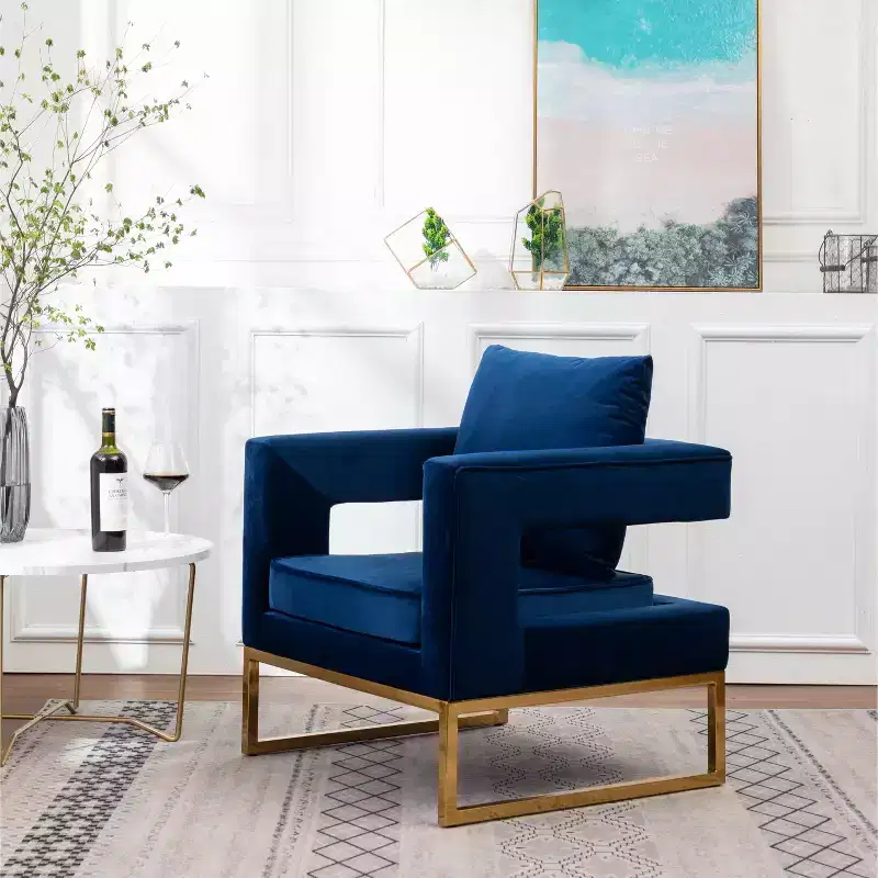 Lenola Contemporary Upholstered Accent Arm Chair - Blue