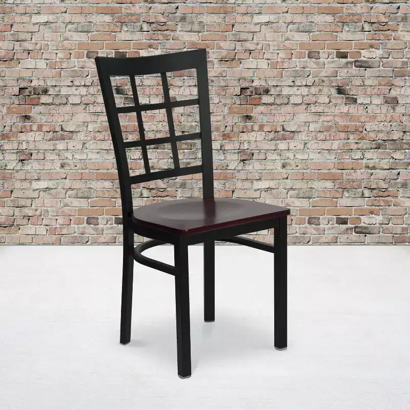 Flash Furniture Black Window Back Metal Restaurant Chair