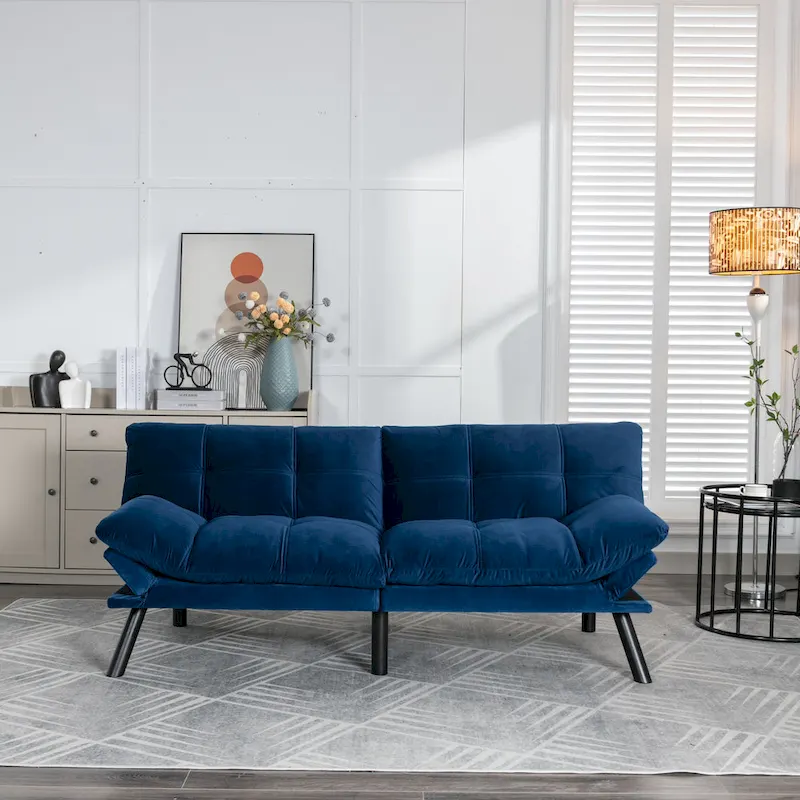 Navy Blue 70.87 Convertible Folding Sofa Bed with Adjustable Armrests