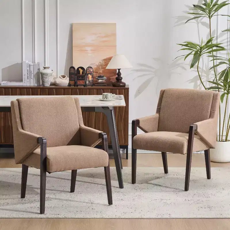 Christopher Knight Home Nattapong Modern Rubberwood Linen Upholstered Dining Chairs (Set of 2)