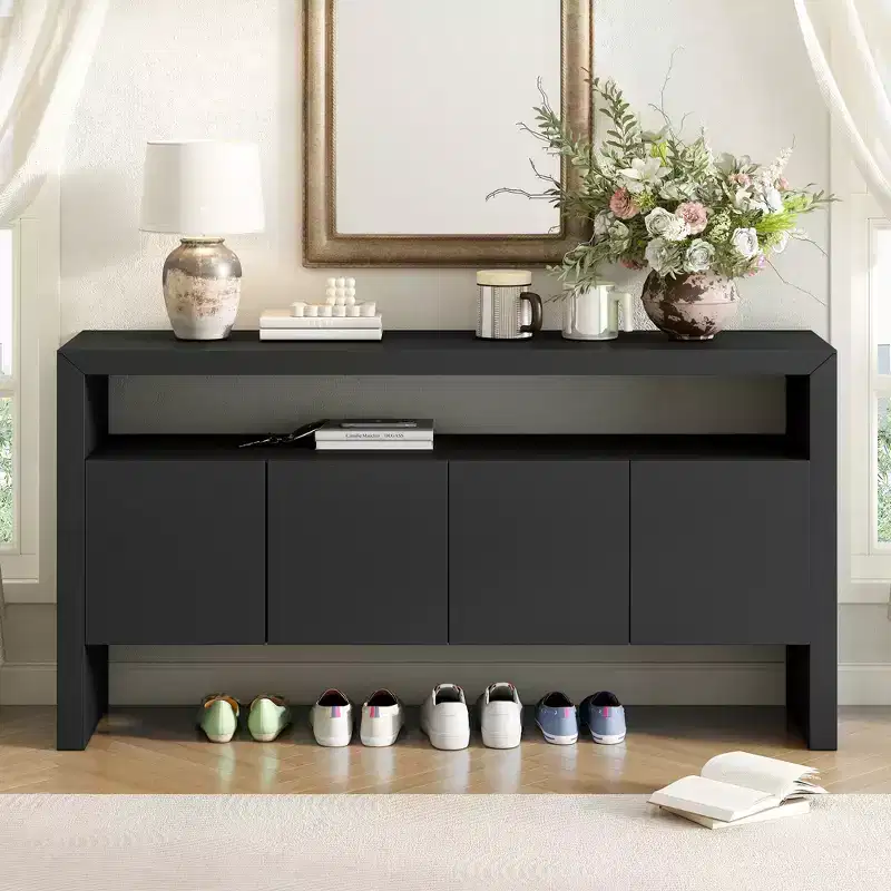 Merax Modern 4-Door Sideboard with Open Shelf