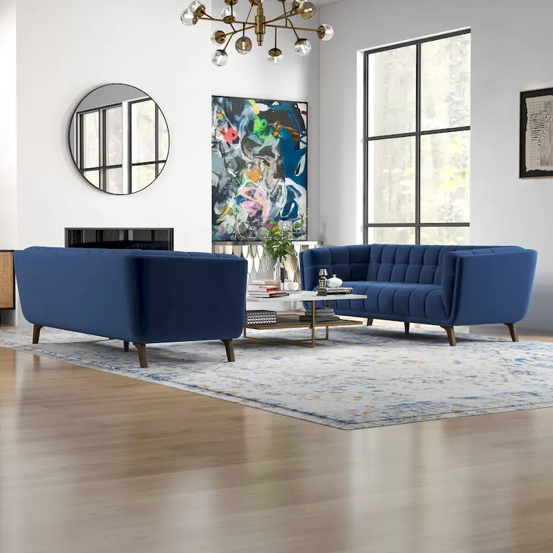 Kartal Mid Century Velvet Sofa Set in