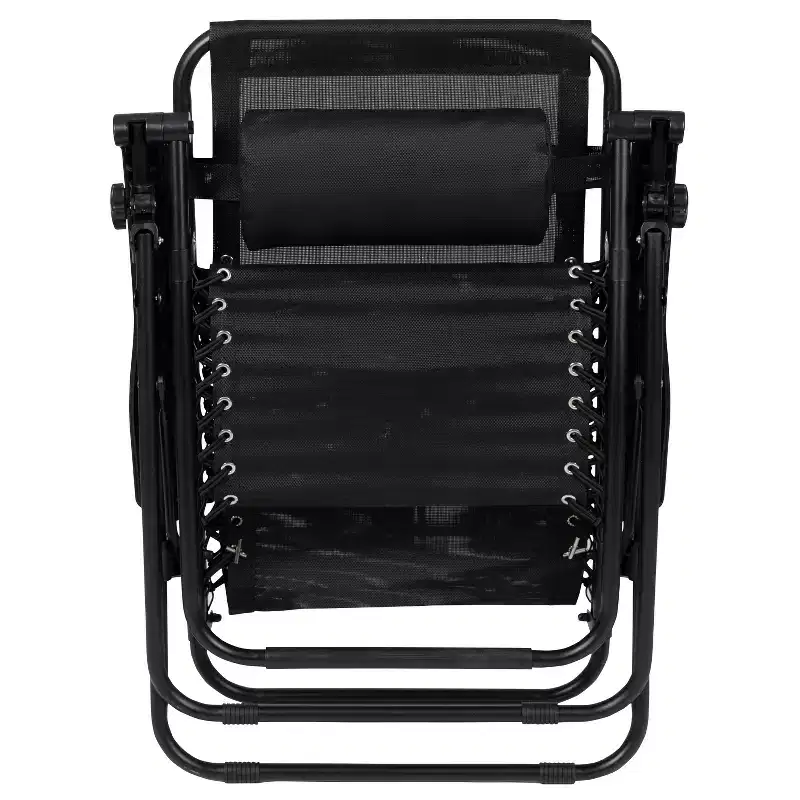 Flash Furniture Adjustable Folding Mesh Zero Gravity Reclining Lounge Chair with Pillow and Cup Holder Tray, Set of 2