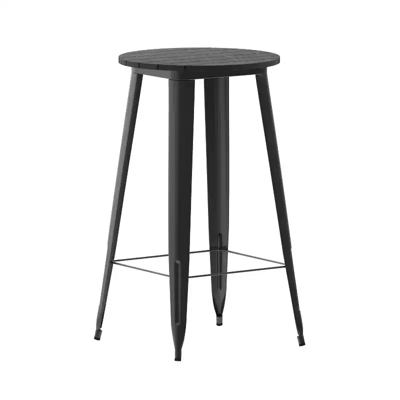 Flash Furniture Declan Commercial Indoor/Outdoor Bar Top Table, 23.75 Round All Weather Poly Resin Top with Steel base