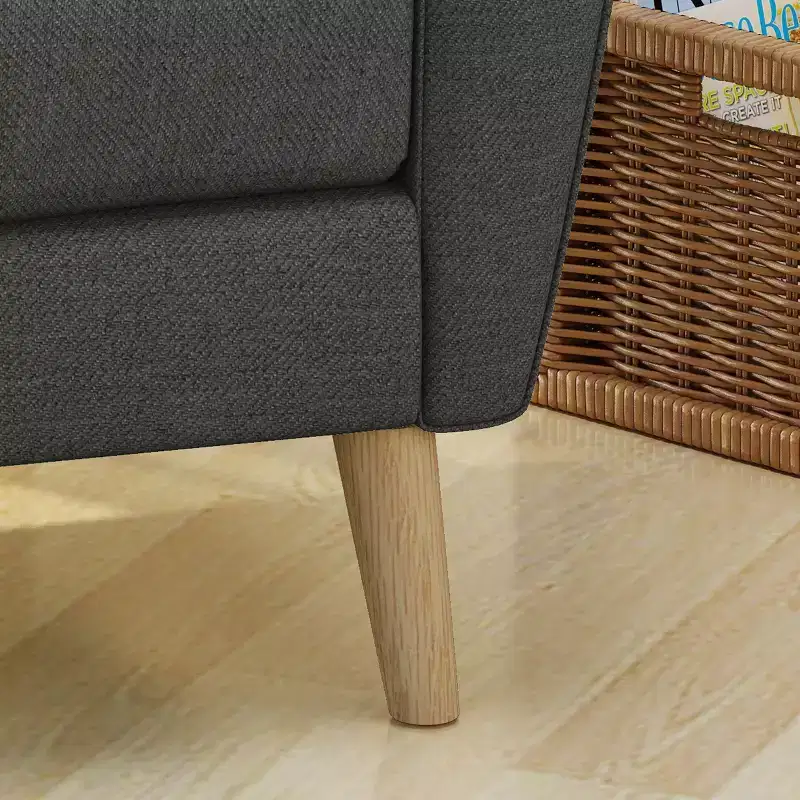 Mid-Century Fabric Button Tufted Club Chair with Channel Stitching