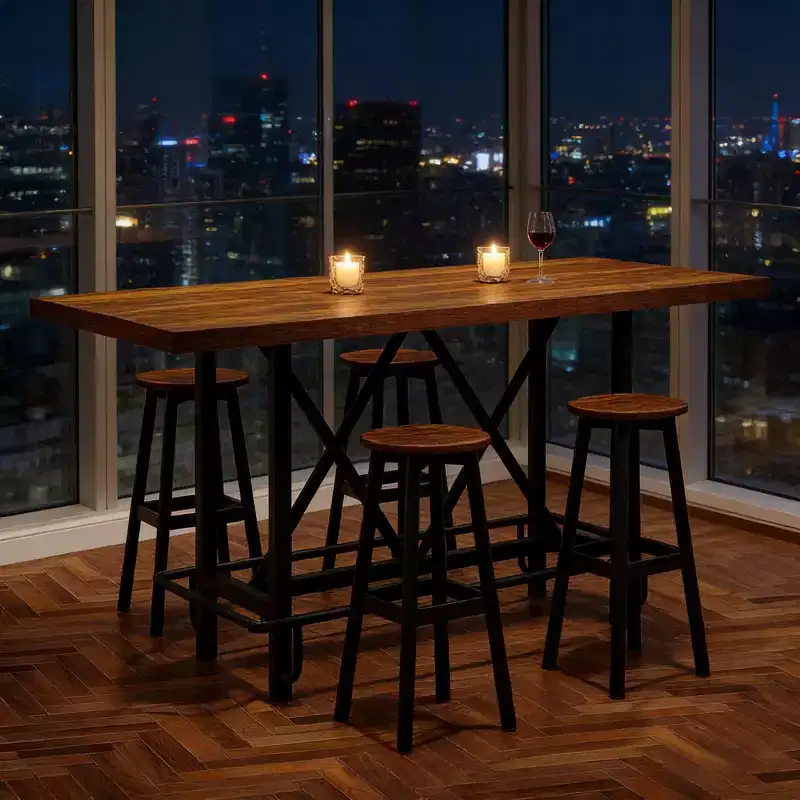 Bar Table, Farmhouse Pub Bar Counter Height Table(without Footrest)