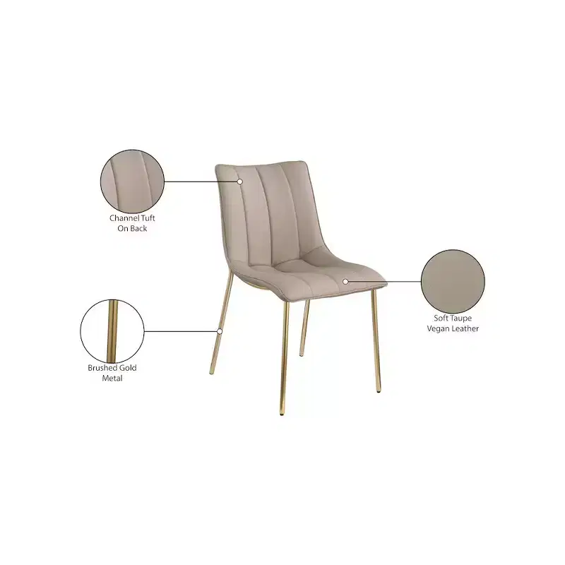 Meridian Furniture,Isla Vegan Leather Dining Chair, Set of 2