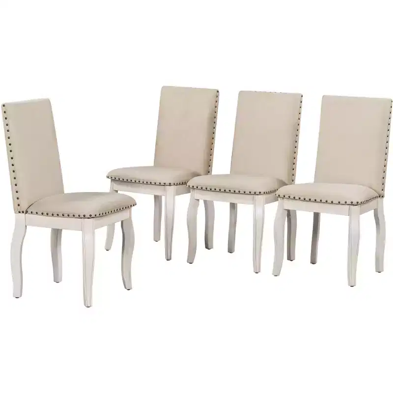 Whisen 5-Piece Farmhouse Dining Table Set with Extendable Dining Table and 4 Upholstered Dining Chairs